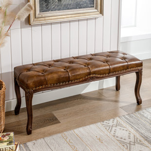 Aldana genuine store leather bench